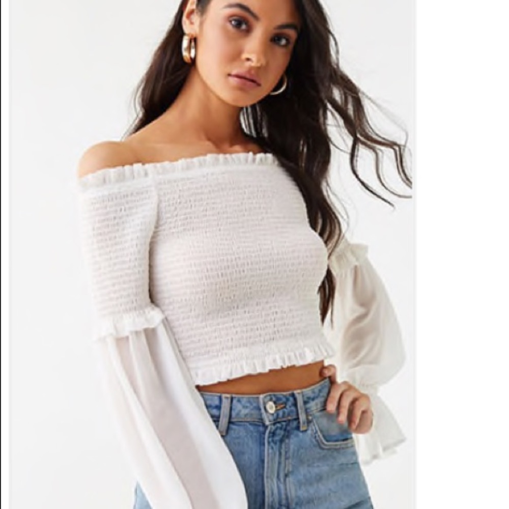 White off the shoulder crop top